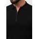 Black Color Viscose Fabric Zippered And Shirt Collar Design Casual Men's Knitwear