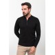 Black Color Viscose Fabric Zippered And Shirt Collar Design Casual Men's Knitwear
