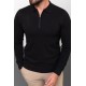 Black Color Viscose Fabric Zippered And Shirt Collar Design Casual Men's Knitwear