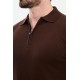 Brown Color Shirt Collar And Zippered Design Classic Men's Knitwear