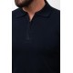 Dark Blue Color Viscose Fabric Zippered And Shirt Collar Design Casual Men's Knitwear