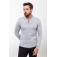 Light Grey Color Viscose Fabric Zippered And Shirt Collar Design Casual Men's Knitwear