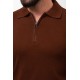 Tile Color Viscose Fabric Zippered And Shirt Collar Design Casual Men's Knitwear
