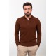 Tile Color Viscose Fabric Zippered And Shirt Collar Design Casual Men's Knitwear