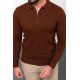 Tile Color Viscose Fabric Zippered And Shirt Collar Design Casual Men's Knitwear