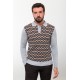 Grey Color Viscose Fabric Figured Design Casual Men's Polo Collar Knitwear