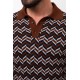 Filbert Color Viscose Fabric Figured Design Casual Men's Polo Collar Knitwear