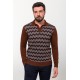 Filbert Color Viscose Fabric Figured Design Casual Men's Polo Collar Knitwear