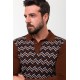 Filbert Color Viscose Fabric Figured Design Casual Men's Polo Collar Knitwear