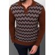 Filbert Color Viscose Fabric Figured Design Casual Men's Polo Collar Knitwear