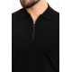 Black Color Zippered Shirt Collar Design Classic Men's Knit Tshirt