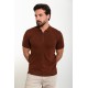 Tile Color Zippered Shirt Collar Design Classic Men's Knit Tshirt