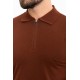 Tile Color Zippered Shirt Collar Design Classic Men's Knit Tshirt