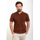 Tile Color Zippered Shirt Collar Design Classic Men's Knit Tshirt