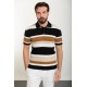 Black Color Shirt Collar And Striped Design Casual Men's Knit Tshirt