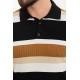 Black Color Shirt Collar And Striped Design Casual Men's Knit Tshirt