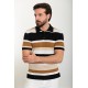 Black Color Shirt Collar And Striped Design Casual Men's Knit Tshirt