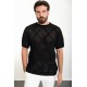 Black Color Crew Neck Design Casual Men's Knit Tshirt