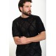Black Color Crew Neck Design Casual Men's Knit Tshirt