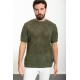Khaki Color Crew Neck Design Casual Men's Knit Tshirt