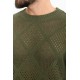 Khaki Color Crew Neck Design Casual Men's Knit Tshirt