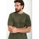 Khaki Color Crew Neck Design Casual Men's Knit Tshirt