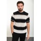 Black Color Striped Design Casual Men's Knit TShirt