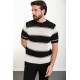 Black Color Striped Design Casual Men's Knit TShirt
