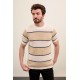 Ecru Color Crew Neck Design Casual Oversize Men's Tshirt