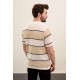 Ecru Color Crew Neck Design Casual Oversize Men's Tshirt