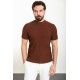 Tile Color Striped And Mock Turtleneck Design Classic Men's Knit Tshirt