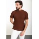 Tile Color Striped And Mock Turtleneck Design Classic Men's Knit Tshirt