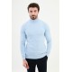 Blue Color Mock Turtleneck Design Classic Men's Knitwear