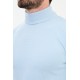 Blue Color Mock Turtleneck Design Classic Men's Knitwear
