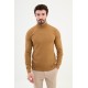 Camel Color Mock Turtleneck Design Classic Men's Knitwear