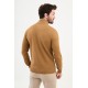 Camel Color Mock Turtleneck Design Classic Men's Knitwear