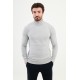 Light Grey Color Mock Turtleneck Design Classic Men's Knitwear