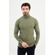 Khaki Color Mock Turtleneck Design Classic Men's Knitwear