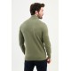 Khaki Color Mock Turtleneck Design Classic Men's Knitwear