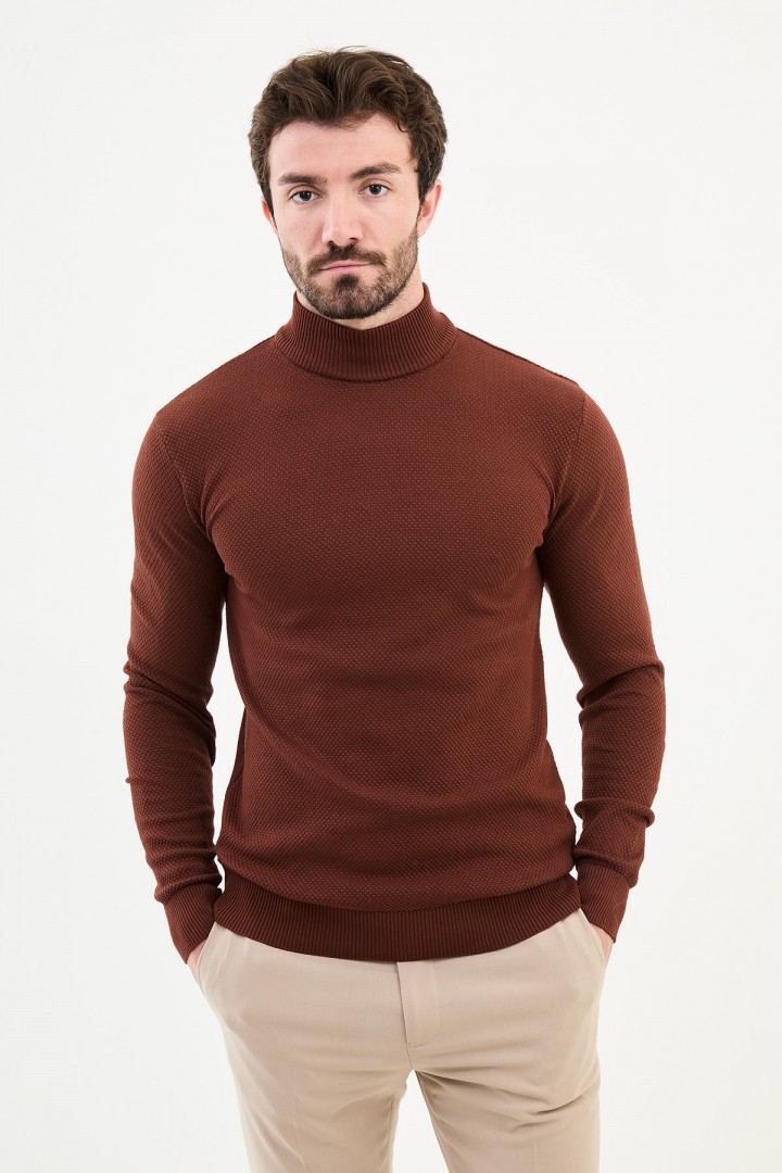 Tile Color Mock Turtleneck Design Classic Men's Knitwear
