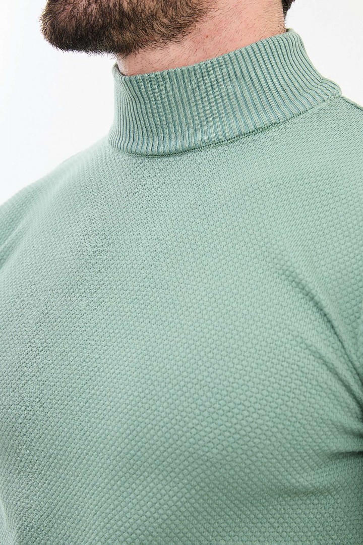 Unripe Almond Color Mock Turtleneck Design Classic Men's Knitwear