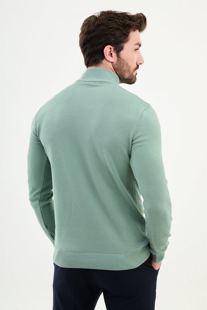Unripe Almond Color Mock Turtleneck Design Classic Men's Knitwear