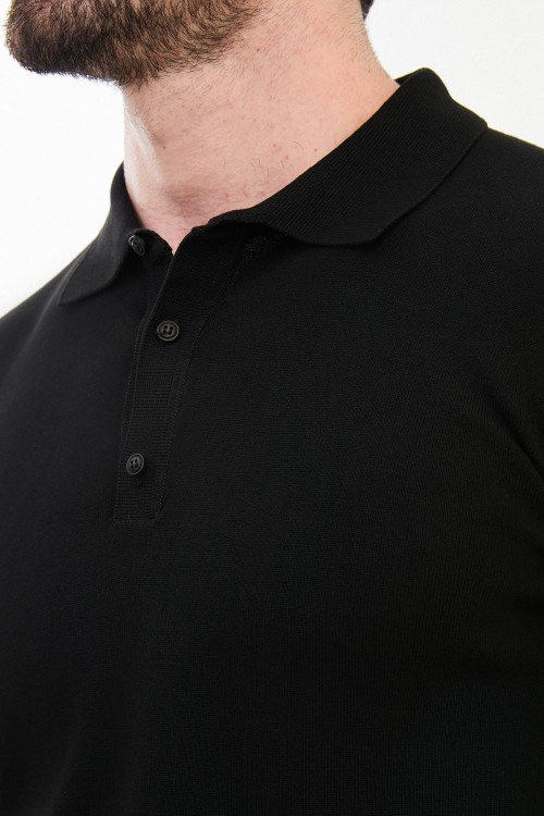 Black Color Shirt Collar Design Classic Men's Knitwear