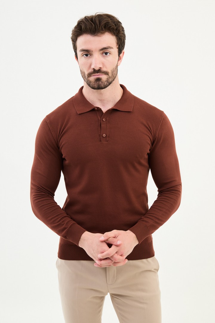 Tile Color Shirt Collar Design Classic Men's Knitwear