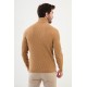 Camel Color Figured And Turtleneck Design Casual Men's Knitwear
