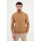Camel Color Figured Design Casual Mock Turtleneck Mens Knitwear