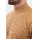 Camel Color Figured Design Casual Mock Turtleneck Mens Knitwear