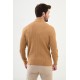 Camel Color Figured Design Casual Mock Turtleneck Mens Knitwear
