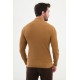 Camel Color Dobby Design Mock Turtleneck Casual Men's Knitwear