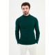 Emerald Color Dobby Design Mock Turtleneck Casual Men's Knitwear
